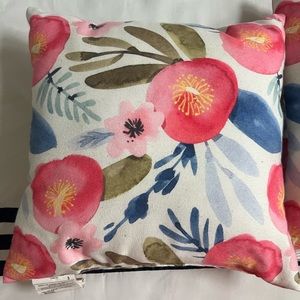 Kirkland’s Blush Floral Throw Pillow - Set of 2 - Pink Flowers Blue Green